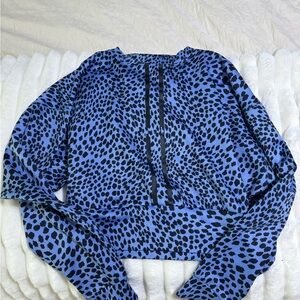 Jo and Jax Jenna Johnson Blue Leopard Print Women's Top